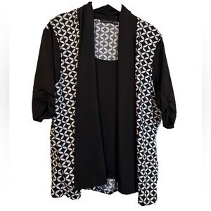Notations Black and White Geometric Women's Top